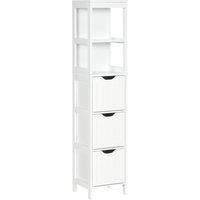 HOMCOM Narrow Floor Cabinet, Bathroom Cabinet with 3 Drawers and 2 Open Shelves, 30W x 30D x 141.6Hcm, White