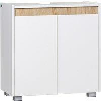 Kleankin Floor Standing Sink Cabinet, Modern Bathroom Storage Cupboard, Freestanding with Double Doors, White Aosom UK