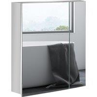 Kleankin Mirrored Bathroom Cabinet: Wall Mounted Medicine Storage with Hinged Door & Shelves, 60W x 14.5D x 49.5H cm, White Aosom UK