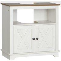 kleankin Under Sink Cabinet Bathroom Vanity Unit with Double Doors and Storage Shelves, 60 x 30 x 60cm, White