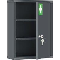 kleankin Locking Medicine Cabinet, First Aid Cabinet with Storage Shelves, with Lock and 2 Keys 53.5 x 40 x 15 cm, Smoke Grey