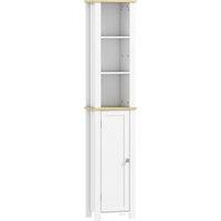 kleankin Slim Bathroom Storage Unit with Open Compartment, Bathroom Storage Cabinet with Adjustable Shelf, 34 x 23 x 165 cm, White