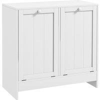kleankin Tilt-Out Laundry Cabinet, Modern Bathroom Cabinet with 2 Compartments for Bathroom Washroom, White Aosom UK