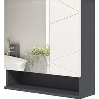 Kleankin Bathroom Storage Cupboard, Wall Mounted Cabinet with Adjustable Shelves, 55W x 17D x 55H cm