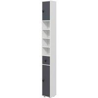 Kleankin 180cm Tall Slim Bathroom Cabinet, Narrow Toilet Roll Storage with Open Shelves, 2 Door Cabinets, Adjustable Shelves, for Kitchen Aosom UK