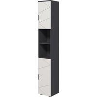 kleankin Tall Bathroom Cabinet: Narrow Storage with Open Shelves, 2 Door Cabinets, Adjustable Shelving, Grey Aosom UK