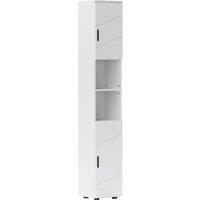 kleankin Line Embossed Tall Bathroom Storage Cabinet - White