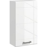 kleankin Bathroom Wall Cabinet, High Gloss Bathroom Storage Cabinet with Soft-Close Door, 3 Shelves, Adjustable Shelf, White