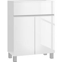 Kleankin Freestanding Bathroom Cabinet: High Gloss Storage with Drawer, Adjustable Shelf, White