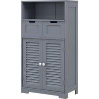 Kleankin Bathroom Storage Cabinet with Drawers, Louvred Doors, Open Compartment, Adjustable Shelf, Grey Aosom UK