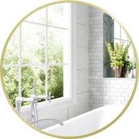 HOMCOM Round Bathroom Mirror, Modern Wall-mounted Vanity Mirror w/ Aluminium Frame, Easy Install Hook for Living Room, Entryway, 60 x 60cm Aosom UK