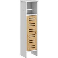 HOMCOM Bathroom Cabinet with Toilet Paper Holder - White