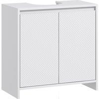 HOMCOM Under Sink Bathroom Cabinet, Freestanding Under Sink Cabinet with 2 Doors and Shelf for Basin without or with Pedestal, White