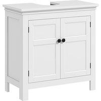 HOMCOM Under Sink Bathroom Cabinet, Freestanding Bathroom Sink Cabinet with Adjustable Shelf for Wall-Mounted Sinks, 60 x 30 x 60cm, White Aosom UK
