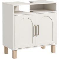 HOMCOM Under Sink Cabinet for Basin without Pedestal - Cream White