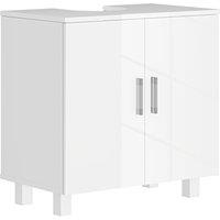 HOMCOM Bathroom Under Sink Cabinet for Basin without or with Pedestal - High Gloss White