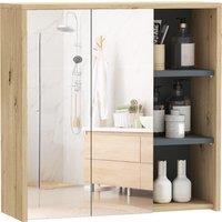 HOMCOM Five-Shelf Mirrored Bathroom Cabinet - Wood-Effect
