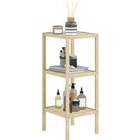 HOMCOM 3-Tier Bamboo Bathroom Storage Shelves, Freestanding Storage Shelving Unit, Multifunctional Display Plants Stand Shelf Rack Organiser, Natural