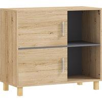 HOMCOM Bathroom Cabinet, Freestanding Bathroom Cabinet with Open Compartments and Double Doors