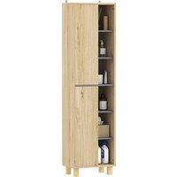 HOMCOM Multi-Storage Slim Bathroom Cabinet - Wood-Effect