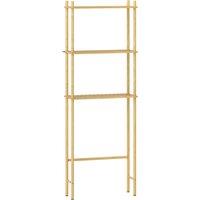 HOMCOM Bamboo Over Toilet Storage Unit with 3 Slatted Shelves, 3-Tier Freestanding Bathroom Shelf, Bathroom Space Saver, Natural Wood Finish