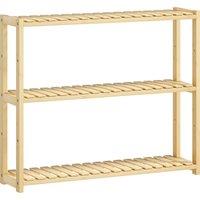 HOMCOM 3-Tier Bamboo Bathroom Storage Shelf, Display Stand Shelving Unit with Adjustable Rack for Kitchen Bathroom Living Room, Natural