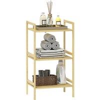 HOMCOM Three-Tier Bamboo Adjustable Shelf Storage Unit