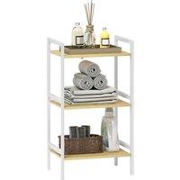HOMCOM Three-Tier Bamboo Adjustable Shelf Storage Unit