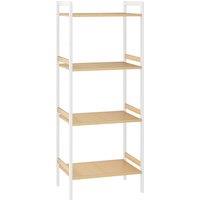 HOMCOM Four-Tier Bamboo Adjustable Shelf Storage Unit