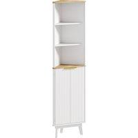HOMCOM Tall Bathroom Storage Cabinet, Slim Bathroom Storage Unit with Doors and Adjustable Shelves, Freestanding Bathroom Cabinet with Curved Profile Design, White