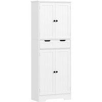 HOMCOM Tall Bathroom Cabinet, Freestanding Storage Cupboard, Bathroom Storage Cabinet with Drawer, Adjustable Shelf and Doors, 60 x 30 x 160 cm, White