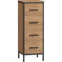 HOMCOM Narrow Bathroom Storage Cabinet with 4 Drawers - Oak