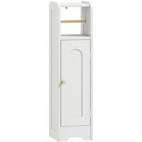 HOMCOM Small Bathroom Storage Cabinet with Toilet Roll Holder - White
