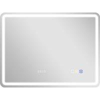 HOMCOM 60 x 80 cm Bluetooth LED Bathroom Mirror with Clock Anti-Fog - Silver Tone