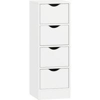 HOMCOM 4-Drawer Bathroom Cabinet, Freestanding Narrow Storage Cabinet with Groove Handles for Small Spaces, White