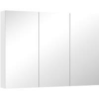 HOMCOM Three-Mirror Bathroom Storage Cabinet - White