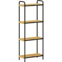 HOMCOM 4-Tier Bamboo Bathroom Storage Shelf, Freestanding Narrow Shelving Unit with Slatted Shelves for Kitchen Bathroom Living Room, 41.5 x 21.5 x 106 cm, Natural and Black