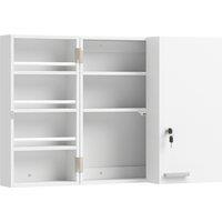 HOMCOM Wall Mount Medicine Cabinet with Key Lock, 3 Tier First Aid Cabinet with 2 Doors and 11 Storage Compartments, White