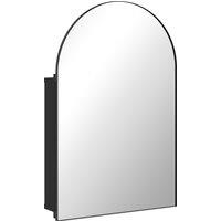 HOMCOM Bathroom Mirror Cabinet with Mirror, Arched Wall Mounted Bathroom Cabinet with Storage Shelves, Black