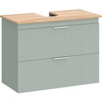 HOMCOM Under Sink Cabinet with 2 Drawers, Under Sink Bathroom Cabinet for Sink with or without Pedestal, Green and Natural Wood
