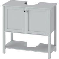 HOMCOM Under Sink Bathroom Cabinet with 2 Doors, Open Shelf and U-Shape Cut-Out for Basin with or without Pedestal, Light Blue
