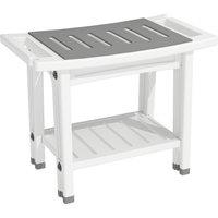 HOMCOM Shower Bench 2-Tier Shower Stool Bathroom with Shelf White and Grey