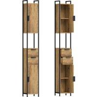HOMCOM Freestanding Bathroom Cabinet, Tall Bathroom Storage Cabinet with Drawers and Shelves, Linen Storage, Brown