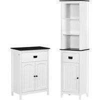 kleankin Bathroom Furniture Set, Bathroom Floor Cabinet with Drawer and Double Door, Tall Bathroom Cabinet with Drawer and Adjustable Shelf for Bathroom, White Aosom UK