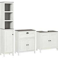 kleankin Bathroom Furniture Set with Adjustable Shelves, 6-Tier Tall Bathroom Storage Cabinet, Floor Cabinet with Drawer, Under Sink Cabinet, Antique White Aosom UK