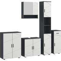 Kleankin Bathroom Furniture Set, 5-Piece Storage Solution with Tall & Small Cabinets, Wall-Mounted Mirror, Under Sink Unit, Grey Aosom UK