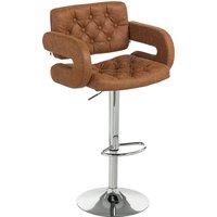 HOMCOM PU Leather Upholstered Swivel Bar Stool, Height Adjustable with Back, Armrest, Footrest, Brown