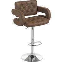HOMCOM PU Leather Upholstered Swivel Bar Stool, Height Adjustable with Back, Armrest, Footrest, Coffee