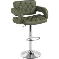 HOMCOM PU Leather Upholstered Swivel Bar Stool, Height Adjustable with Back, Armrest, Footrest, Green