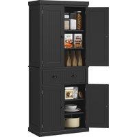 HOMCOM Traditional Kitchen Cupboard Freestanding Storage Cabinet with Drawer, Doors and Adjustable Shelves, Black Aosom UK